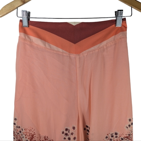 Free People Off The Grid Culottes Sheer Floral Wide Leg Peach Cropped Pa… - Picture 6 of 10